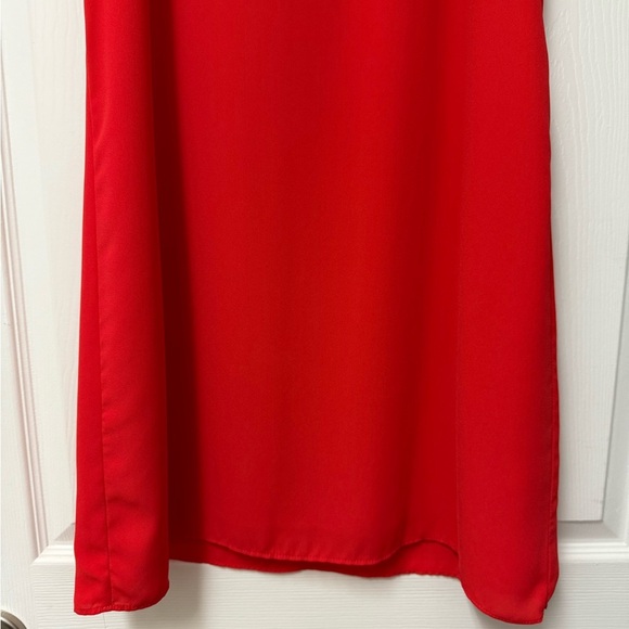 THML Women’s Orange Red Keyhole Halter Blue Embroidered Shift Dress Size M - Picture 3 of 11